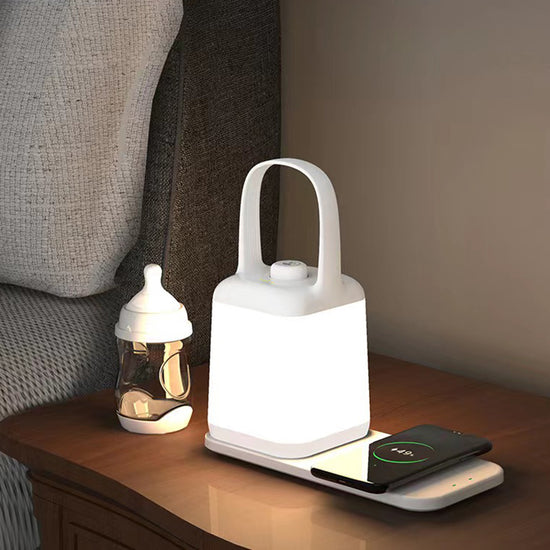 Smart bedside night light carry lamp with wireless phone charger