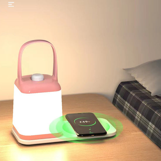 Smart bedside night light carry lamp with wireless phone charger